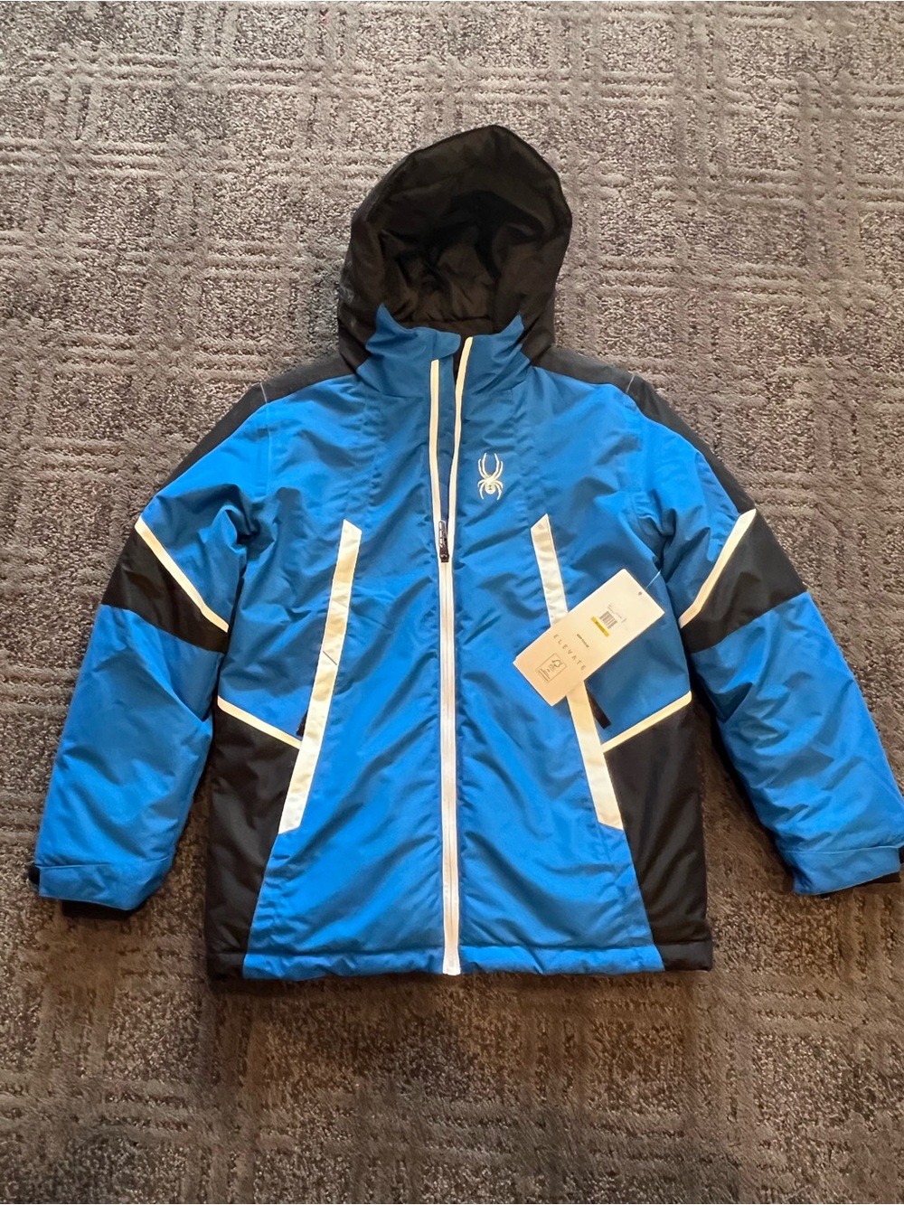 NWT Spyder Boys HydroWEB Waterproof Insulated Ski Jacket Blue/Black Size M (10/1